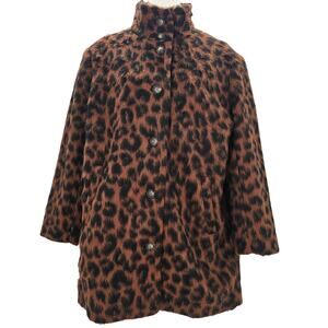Marine Layer Womans size XS Stephanie Cocoon Coat Cheetah Print Wool Blend NEW